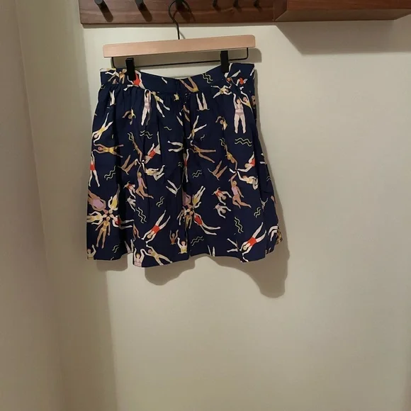 ModCloth Synchronized Swimmers Mini Skirt Blue Sz L - Picture 3 of 5